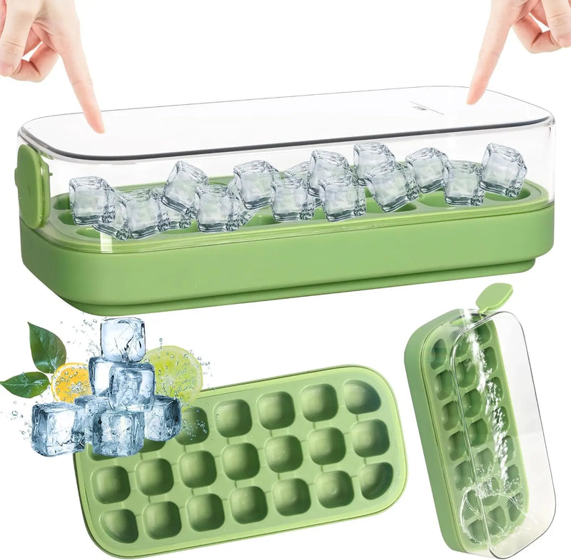 Molde de cubo de gelo de silicone, 21 grades com tampa - FRETE GRÁTIS